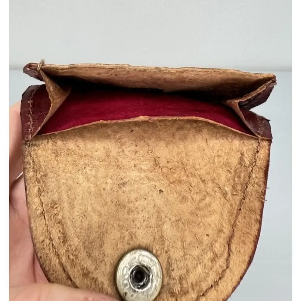 Vintage 3-Piece Leather Elephant Clutch Wallet Coin Hand Tooled India